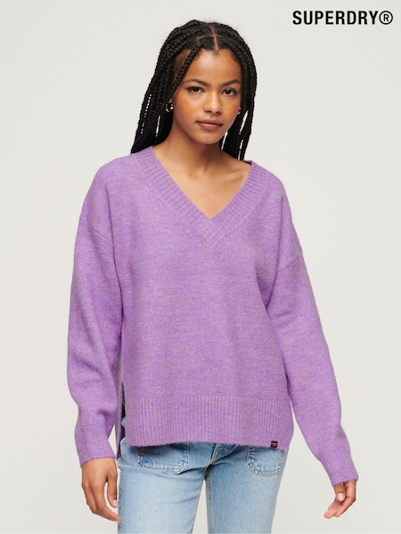 Superdry Purple Oversized V-Neck Jumper (324648) | €37