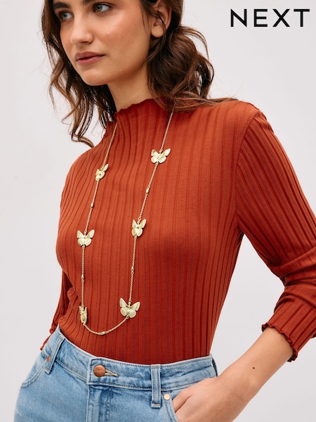 Gold Tone Butterfly Rope Necklace Made With Recycled Metals (324791) | €6.50