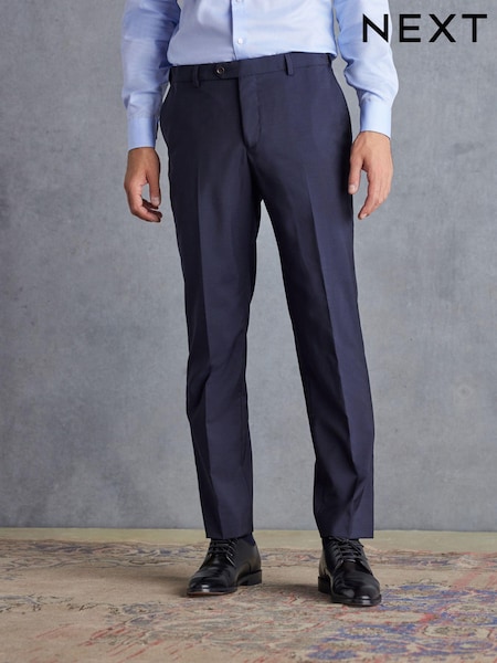 Navy Blue Regular Fit Signature Tollegno Wool Suit: Trousers (324820) | €19