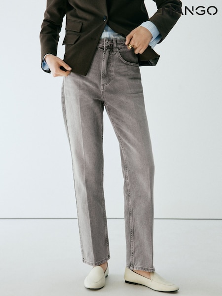 Grey - Mango Marcela Straight Leg Jeans