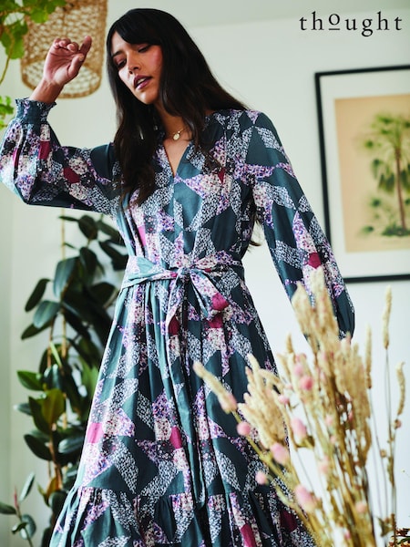Thought Green Tarni Hemp Patchwork Midi Dress (325242) | €76