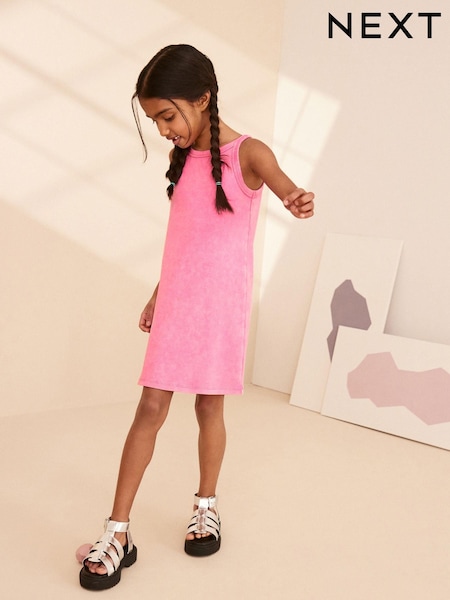 Розовый с эффектом кислотной стирки - Ribbed Racer Jersey Dress (3-16yrs) (325609) | €6 - €10