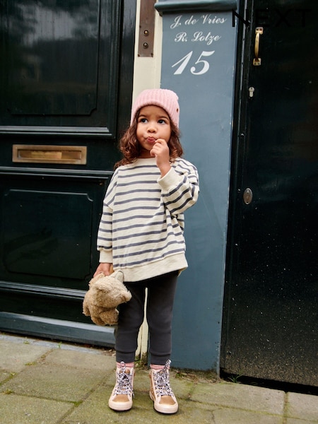 Black/White Relaxed Fit 100% Cotton Sweater And Leggings Set (3mths-7yrs) (326290) | AED42 - AED56