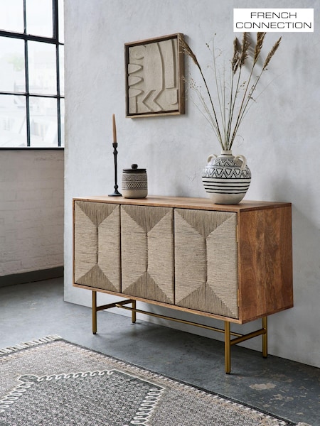 French Connection Mango Wood and Woven Co-ord Tatami Sideboard (326388) | €642