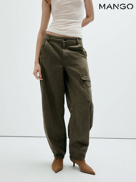 Nude - Mango Clean Cargo Barrel Trousers