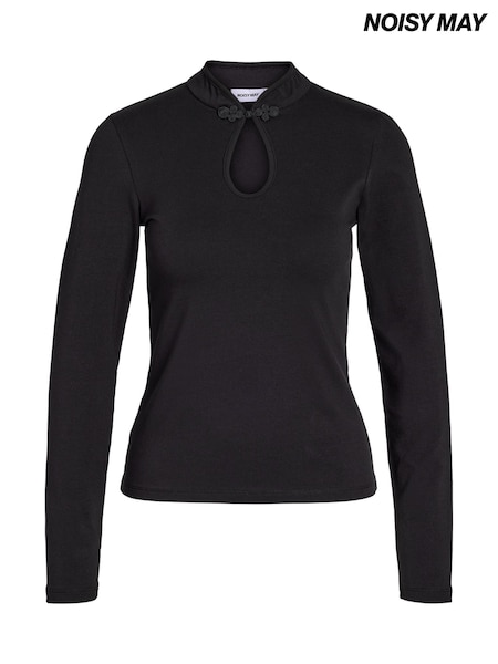 Schwarz - Noisy May Mandarin Collar Top