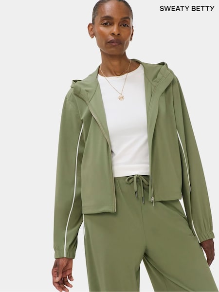 Grön - Sweaty Betty Explorer Croppad Zip Up Huvtröja