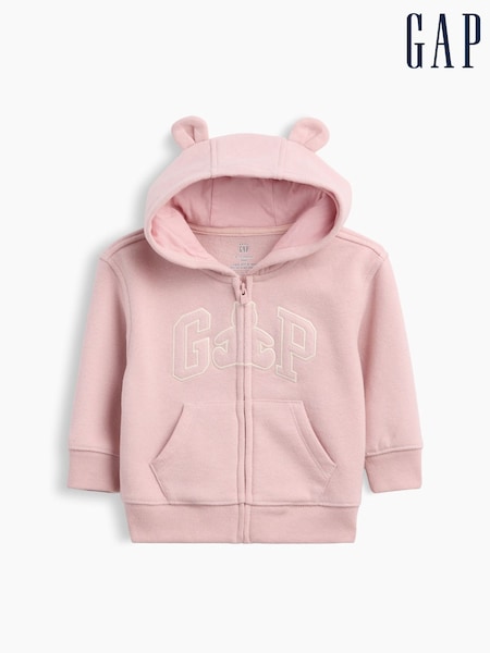 Pink - Gap Vinstagesoft Brannan Bear Logo Zip-up Hoodie (0-24mths)