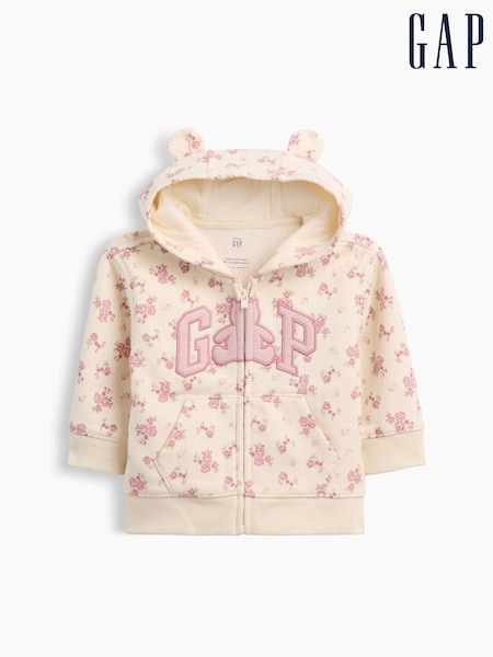 Cream Floral - Gap Vinstagesoft Brannan Bear Logo Zip-up Hoodie (0-24mths)
