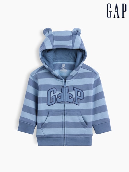 Μπλε με ρίγες - Gap Vinstagesoft Brannan Bear Logo Zip-up Hoodie (0-24mths)