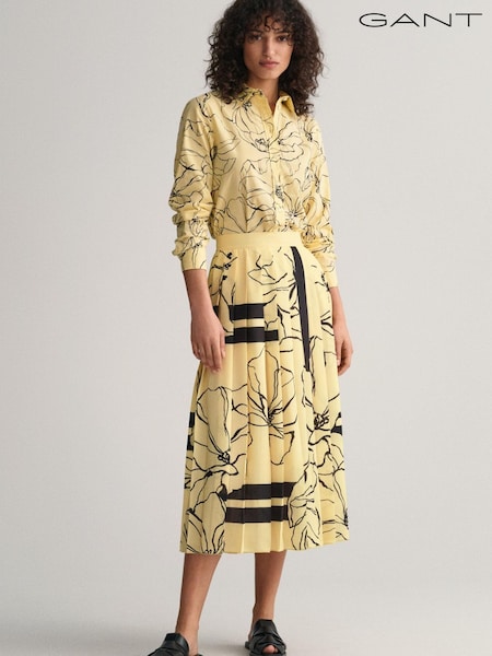 GANT Yellow Line Drawing Printed Pleated Midi Skirt (327211) | €66