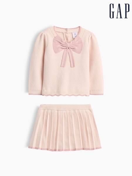 Pink - Gap Bow Knitted Skort Set (0-24mths)