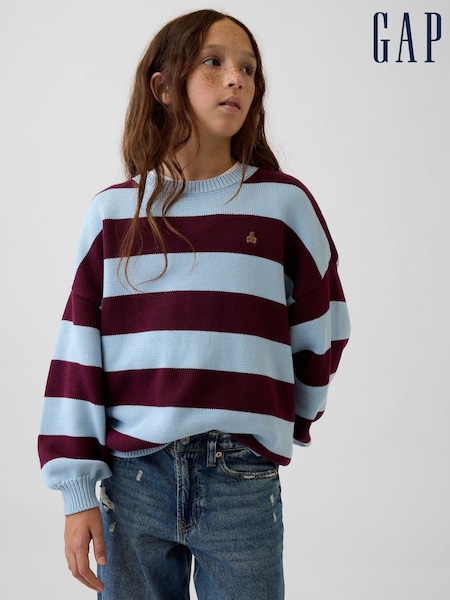 Blue/Burgundy Stripe - Gap Oversized Sweater (4-13yrs)