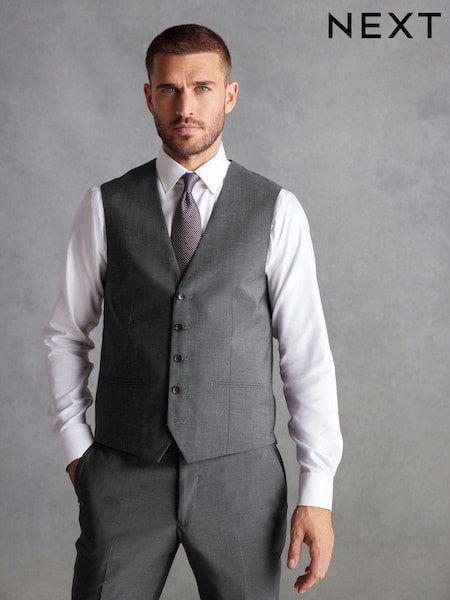 Charcoal Grey Signature Tollegno Wool Regular Fit Suit Waistcoat (327630) | €27