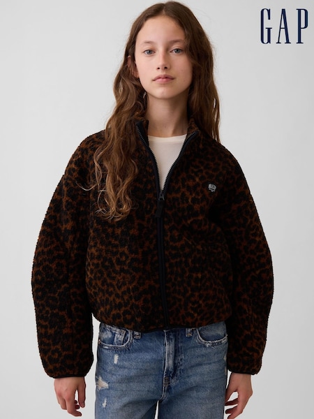 Leopard - Gap Sherpa Relaxed Zip-up Fleece (4-13yrs)