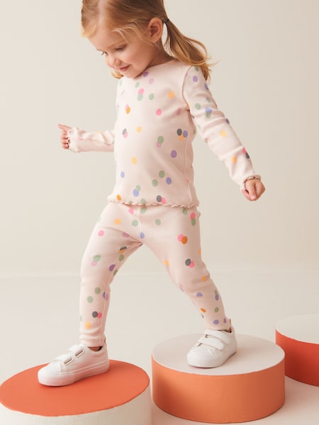 Cream Rainbow Polka Dot Rib Jersey Leggings (3mths-7yrs) (327929) | €3.50 - €4