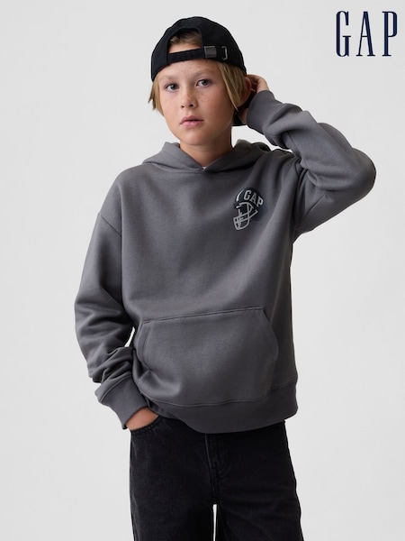 Grå - Gap Relaxed Logo Hettegenser (4–13år)