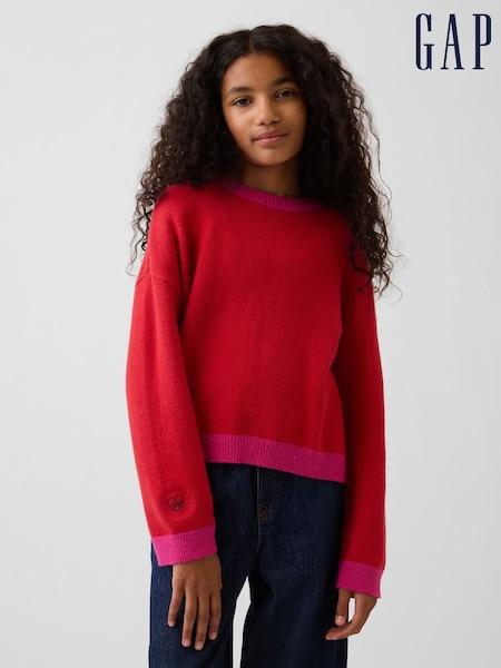 Röd/Rosa - Gap Cashsoft Oversized Jumper (4-13yrs)