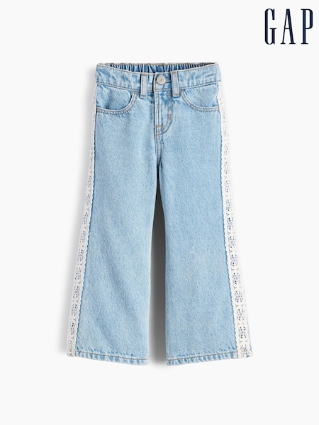 Light Wash - Gap Lace-trim Stride Wide-leg Jeans (6mths-5yrs)