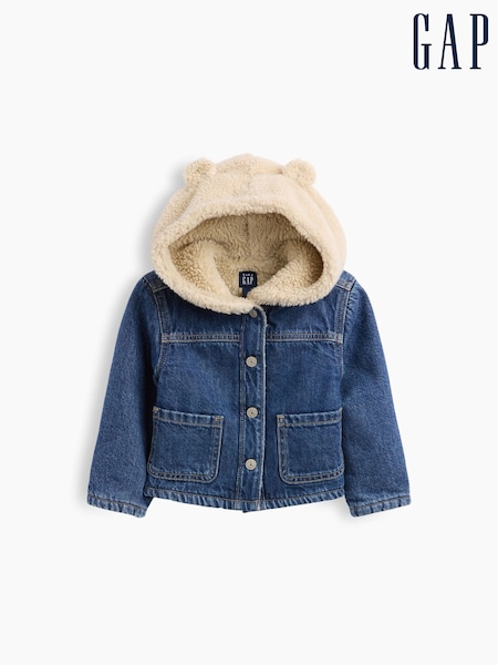 Dark Wash - Gap Sherpa Hooded Denim Jacket