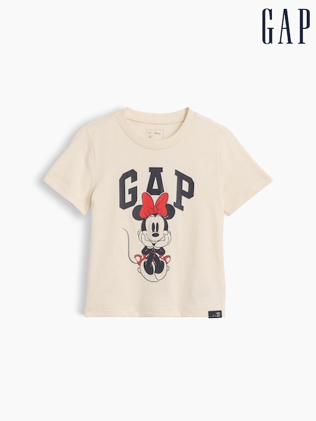 Krem - Gap Disney Minnie Mouse Logo Short Sleeve T-shirt (6mths-5yrs)