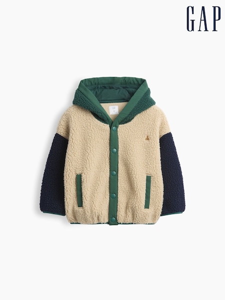Beige Colourblock - Gap Hooded Sherpa Jacket (6mths-5yrs)