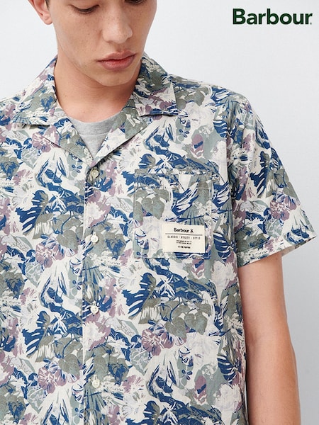 Barbour® Olive Green Hindle Printed Short Sleeve Shirt (328403) | €35