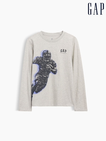 Grey American Football - Gap Graphic Long Sleeve T-shirt (4-13yrs)