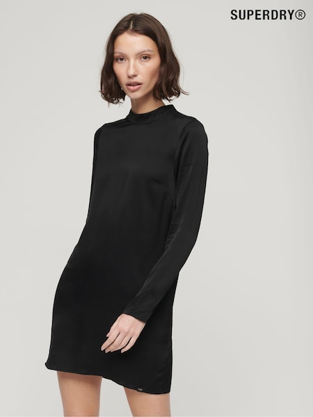 Superdry 100% Cotton Satin Mock Neck Mini Dress (328595) | €40