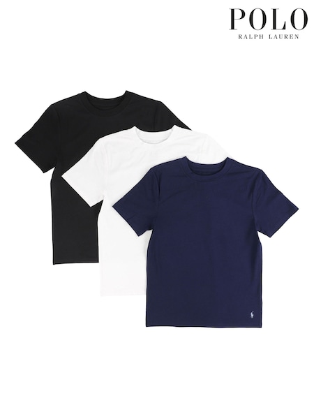 أسود - Polo Ralph Lauren Cotton Crew Neck Undershirt T-shirts 3 Pack