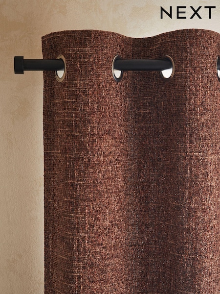 Rust Brown Next Multi Chenille Eyelet Lined Curtains (329047) | €44 - €117