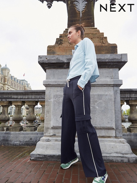 Marineblau/blau - Side Stripe Wide Leg Trousers (329252) | 11 €