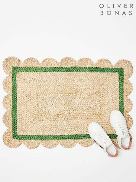 Oliver Bonas Green Scalloped Jute Doormat (329546) | €34