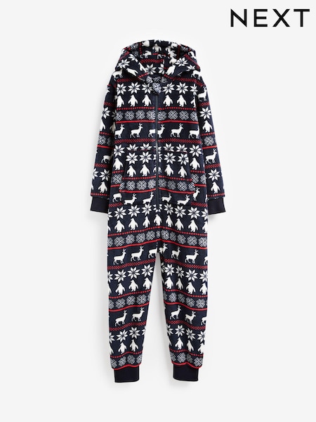 Navy Blue Fairisle Pattern Fairisle Pattern Fleece All-In-One (3-16yrs) (330229) | € 15 - € 24