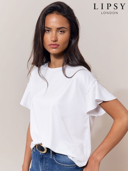Alb - Lipsy Flutter Sleeve T-shirt
