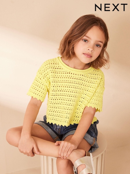 Yellow Crochet Knit Top (3-16yrs) (330592) | €8.50 - €10