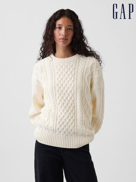 White - Gap Cable-knit Oversized Jumper