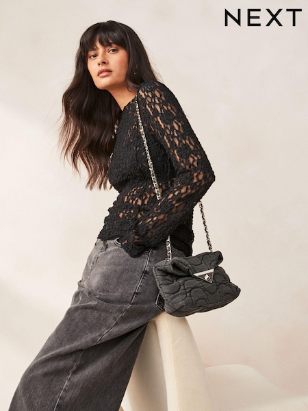 Noir - Sac à bandoulière matelassé en denim (331081) | € 19