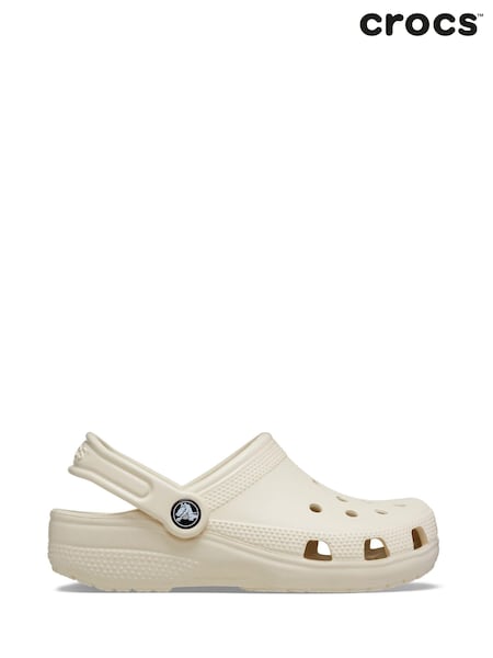 Crocs Cream Kids Unisex Classic Clogs (331303) | AED102