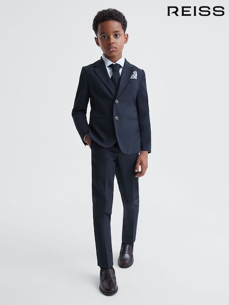 Reiss Navy Hope 3-9 yrs Wool Blend Adjustable Trousers (331369) | 353 QAR