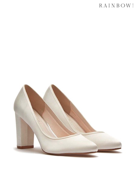 Rainbow Club Cream Wedding Keily Satin Block Heel Bridal Shoes (332024) | AED362