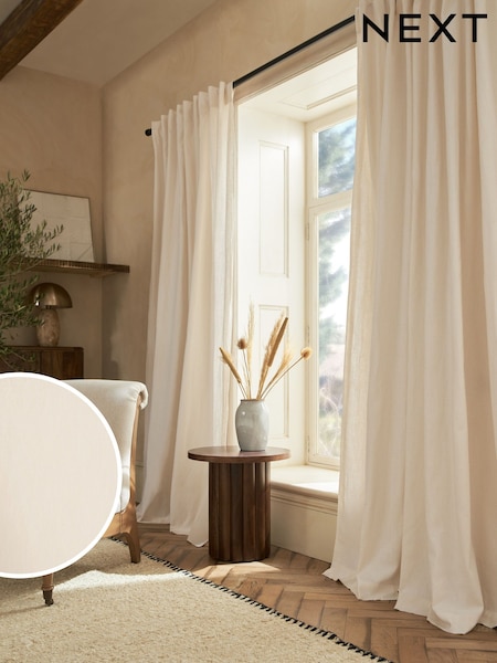 Washed Cotton Linen Hidden Tab Top Lined Curtains (332037) | 58 € - 133 €