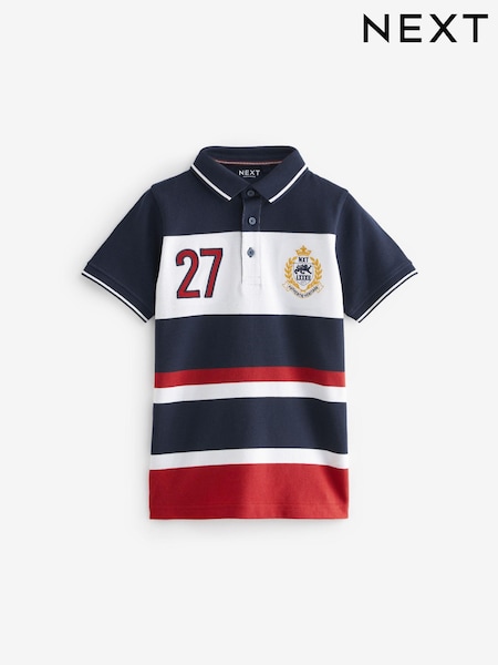 Rdeče-modra - 100% Cotton Short Sleeve Colourblock Polo Shirt (3-16yrs) (332329) | € 10 - € 14