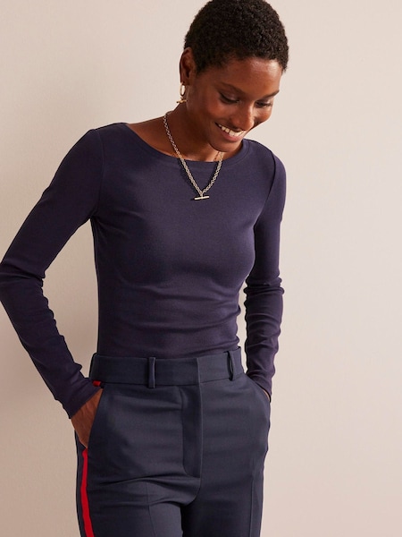 Boden Blue Essential Boat Neck Jersey T-Shirt (332365) | €43