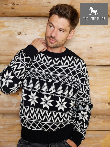 Black - Regular The Little Tailor Cotton Winter Fairisle Christmas Jumper