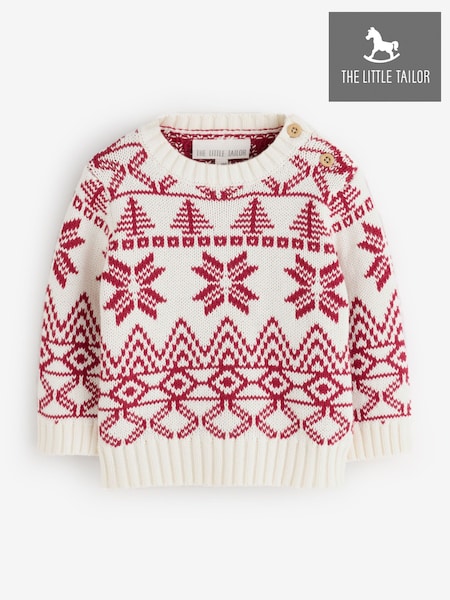 Cream - The Little Tailor Cotton Winter Fairisle Christmas Jumper