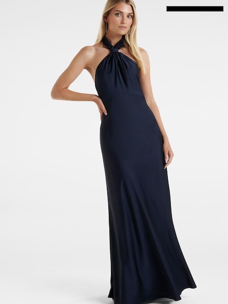 Forever New Navy Blue Yvette Knot Tie Neck Gown (332939) | €75