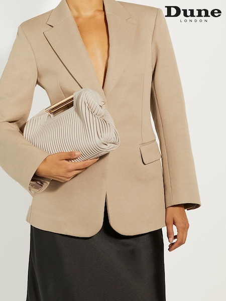 Dune London Cream Ebec Pleated Framed Clutch Bag (333053) | €130