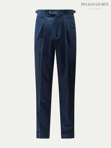 Blue - Regular Peckham Rye Linen Blend Smart Trousers