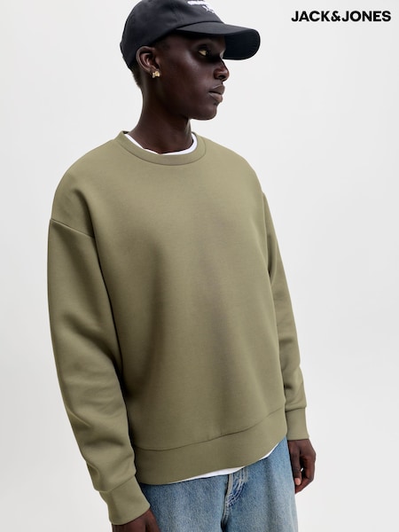 Green - Regular Jack & Jones Oversized Crew Neck Sweat Top